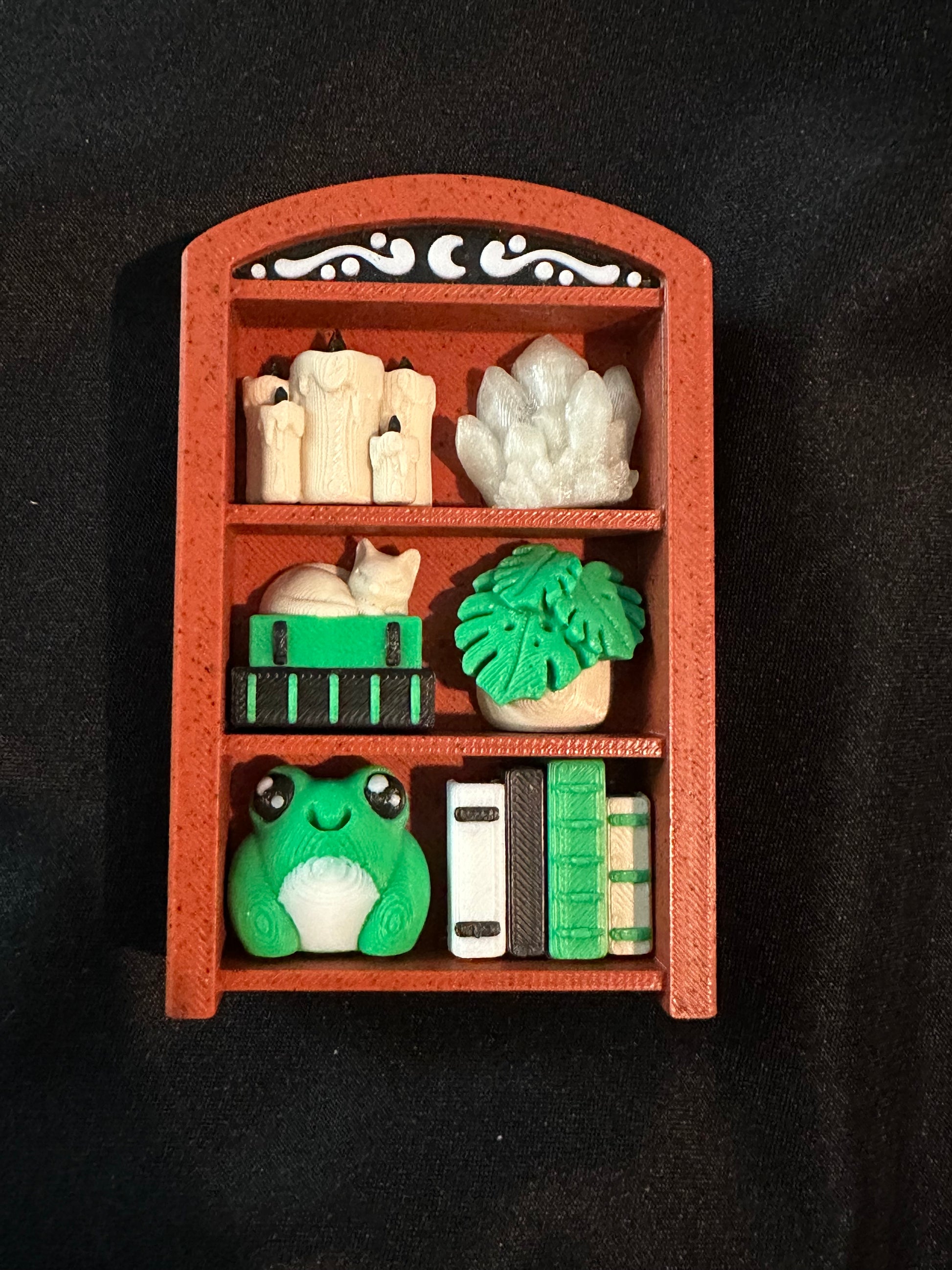 Custom Arched Bookshelf Clicker Fidget – 3D Printed Sensory Desk Toy (6 Shelf Items)