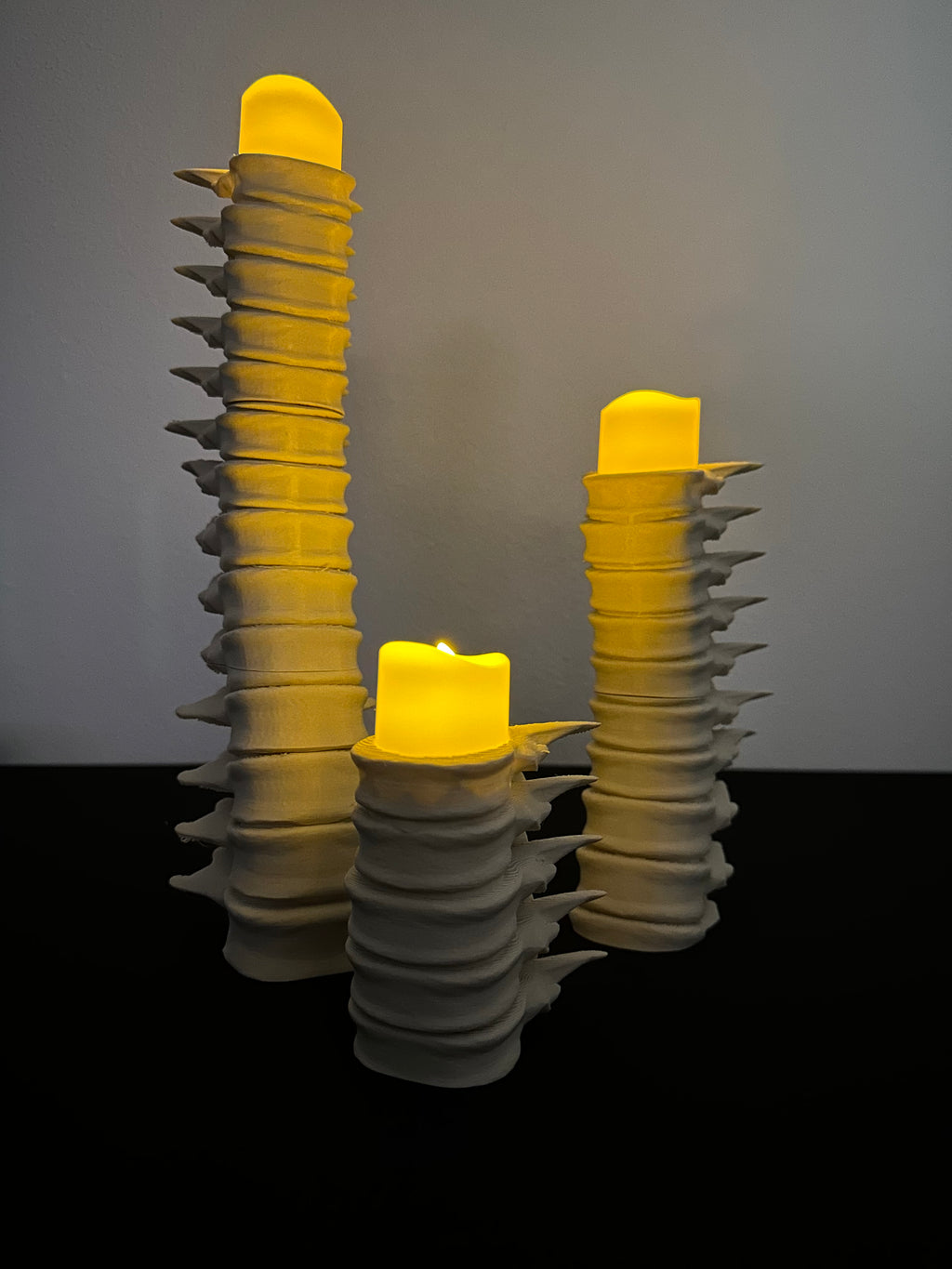 Spine Candle Holder Set of 3 – Gothic Skeleton Decor for LED Tea Lights