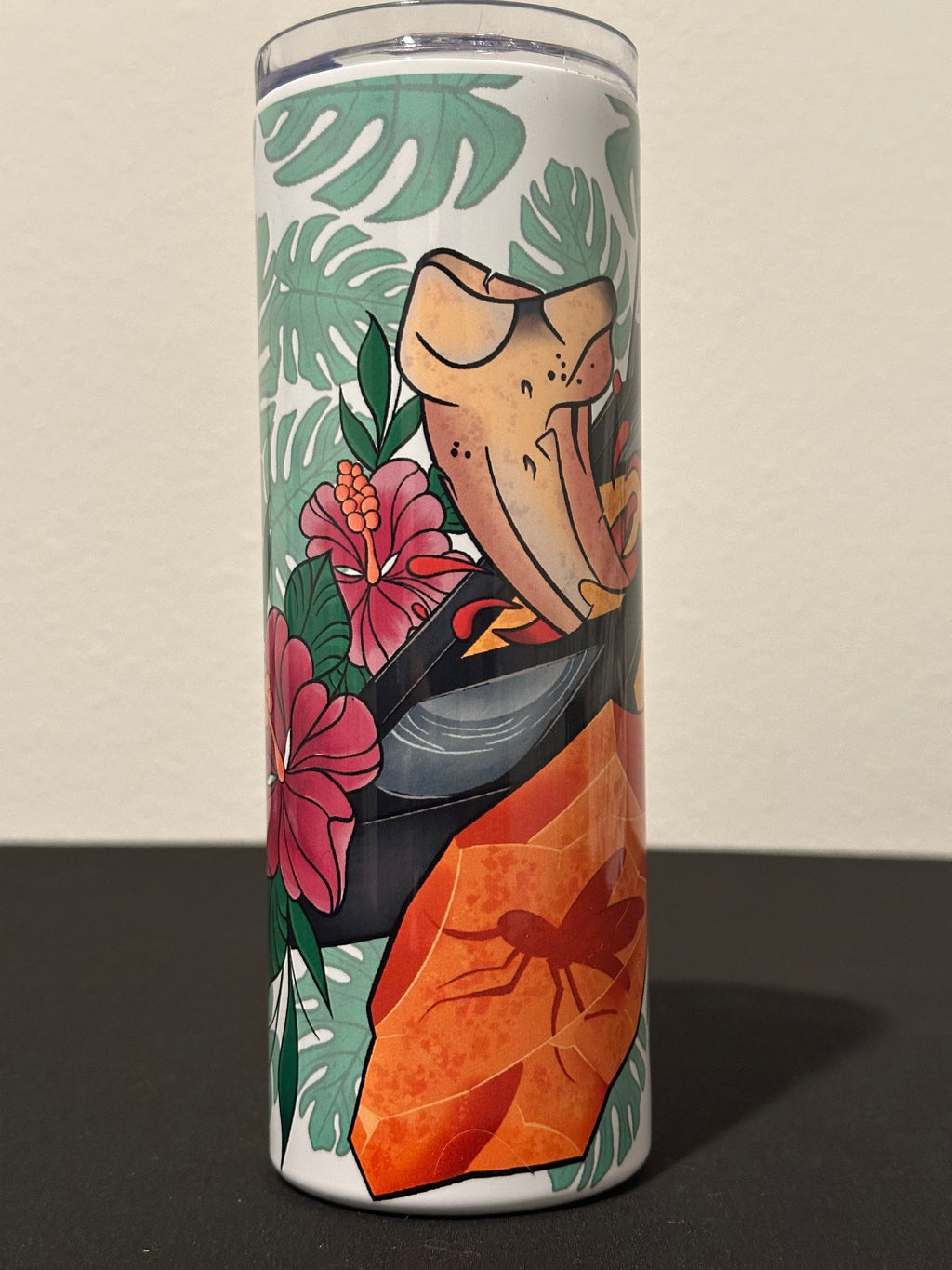 Prehistoric Flash 20oz Tumbler – American Traditional Dinosaur Tattoo Cup