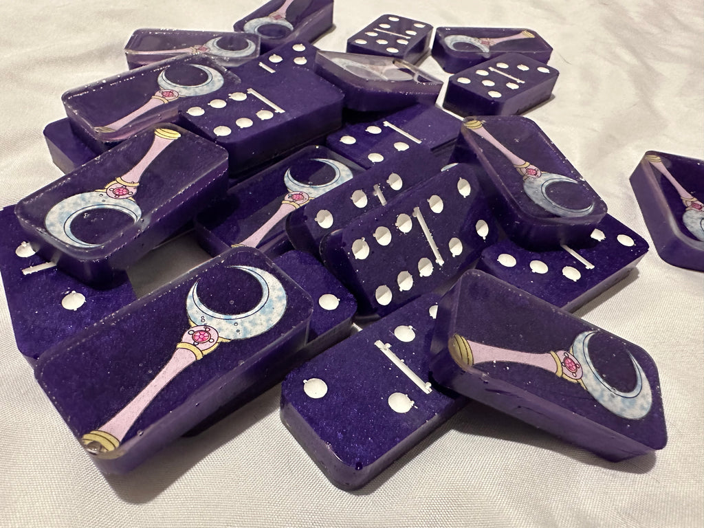 Moon Staff Resin Double Six Dominoes w/ Case