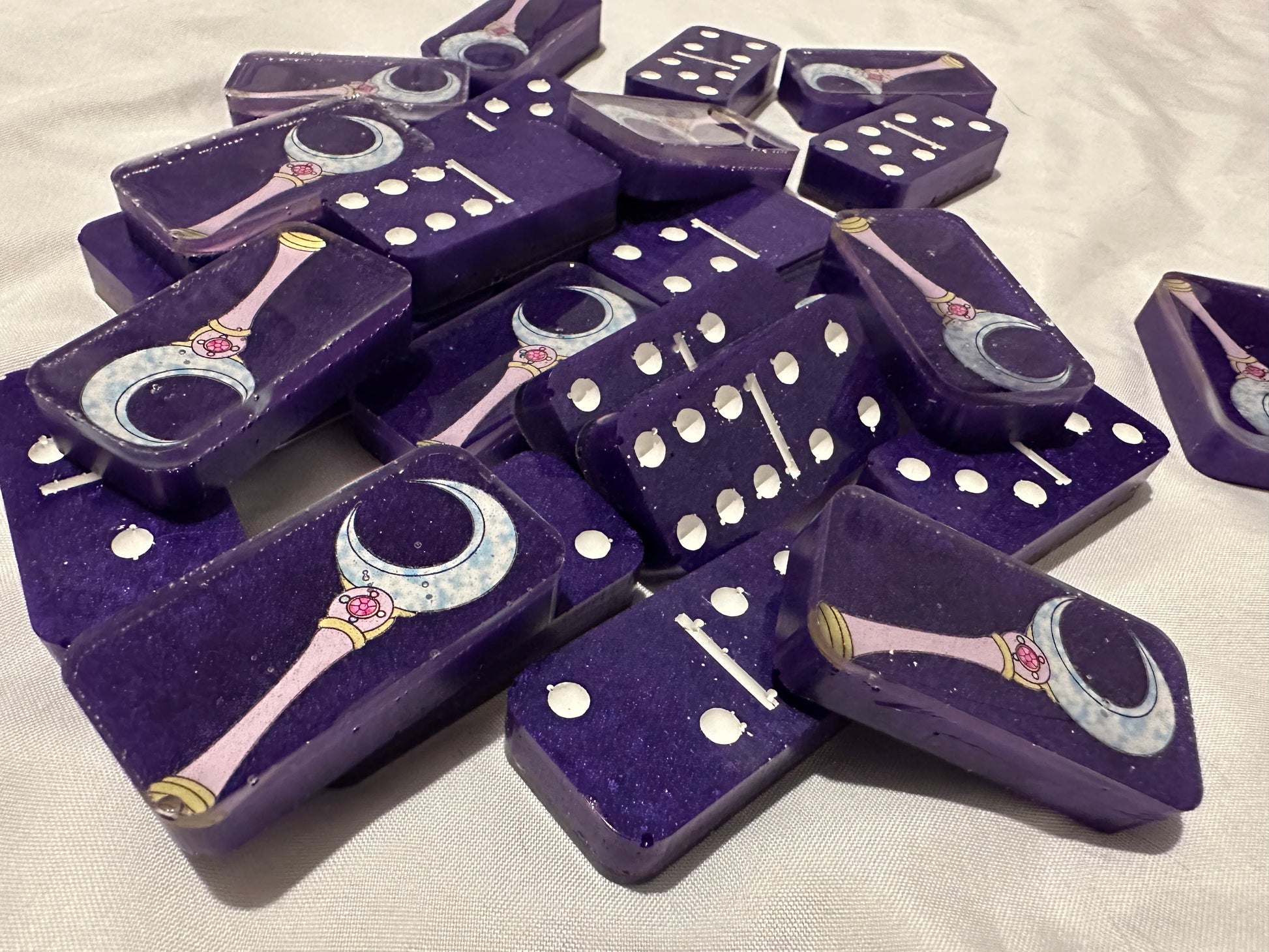 Moon Staff Resin Double Six Dominoes w/ Case