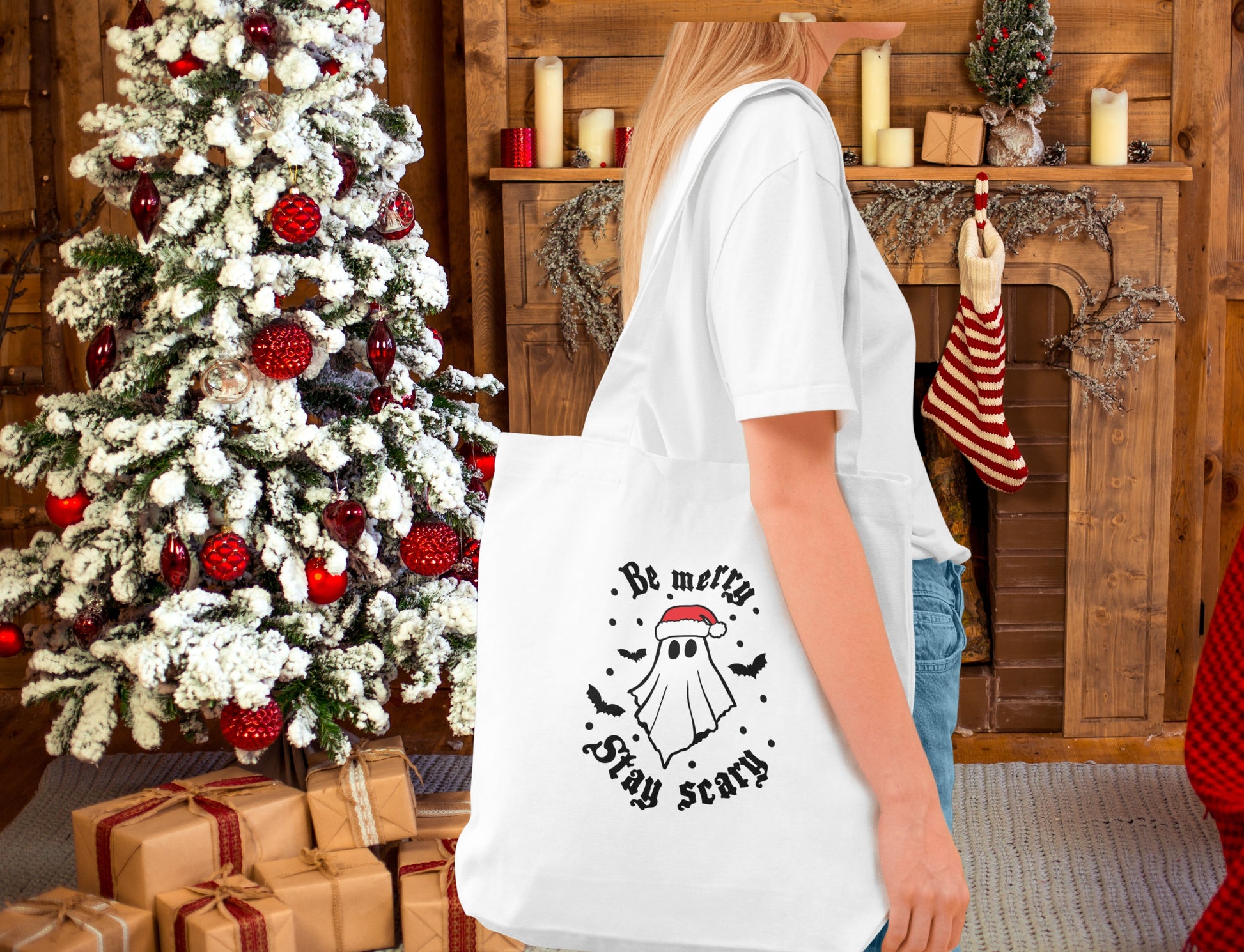 Be Merry Stay Scary Tote Bag