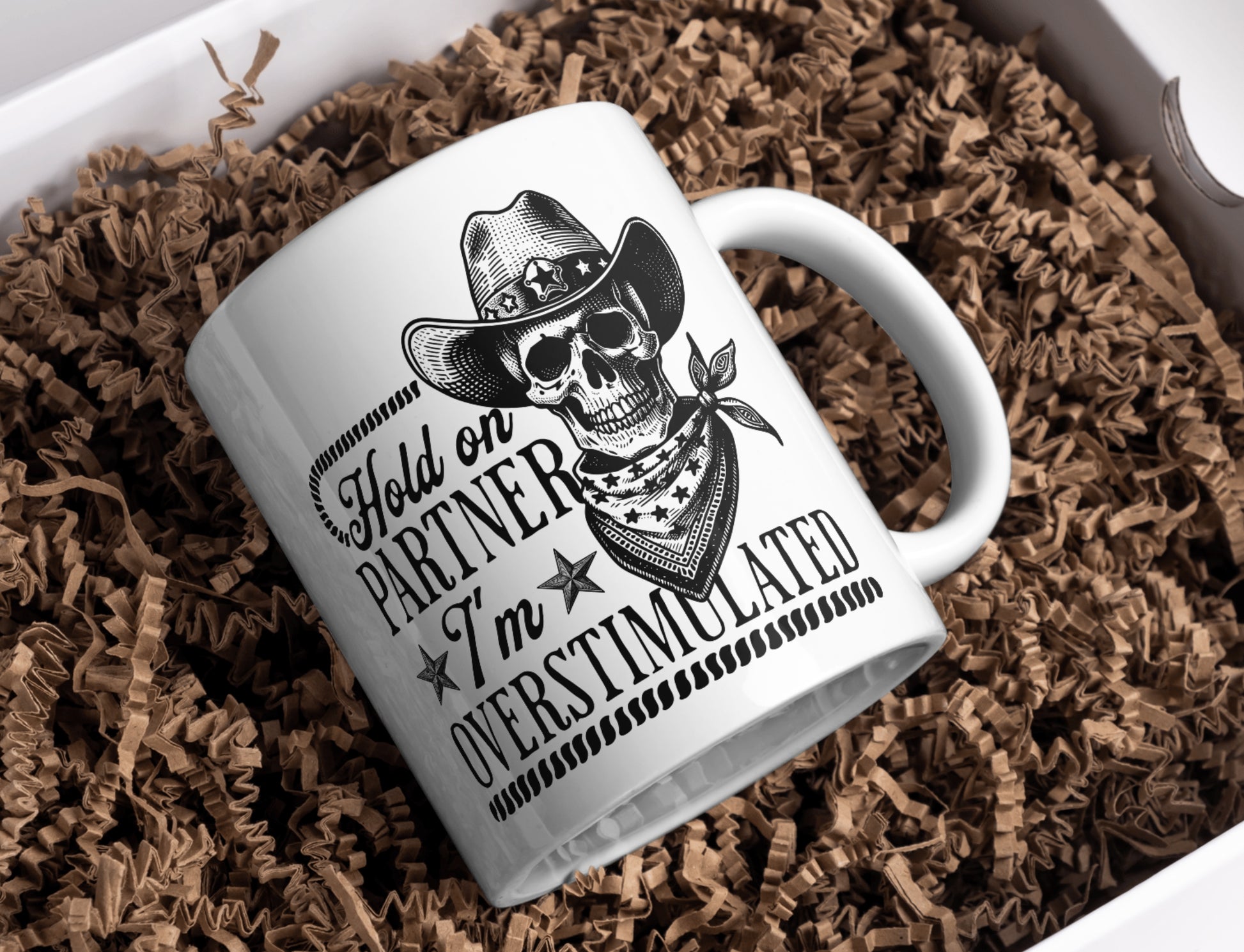 Hold On Partner I'm Overstimulated Mug