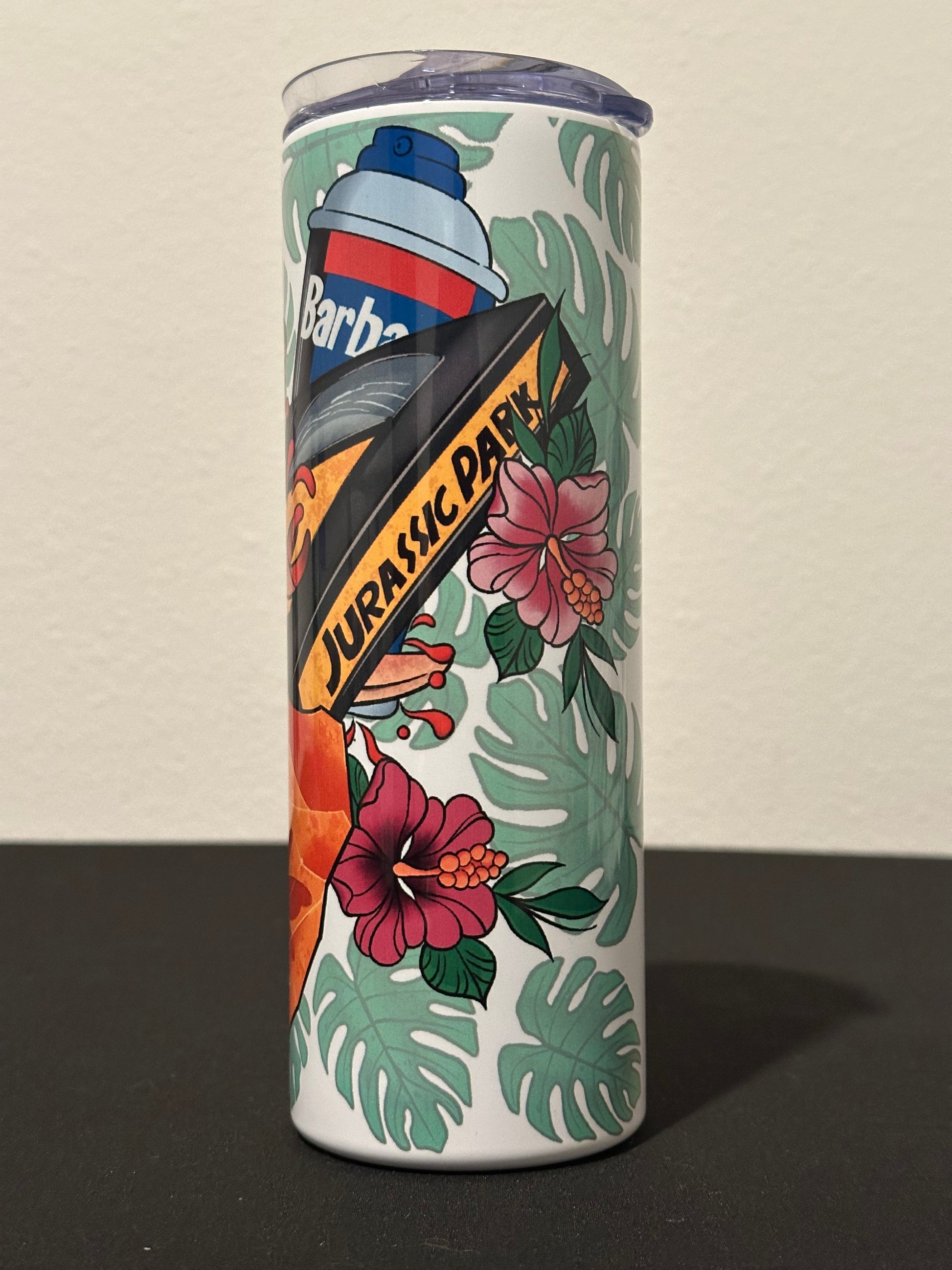 Prehistoric Flash 20oz Tumbler – American Traditional Dinosaur Tattoo Cup