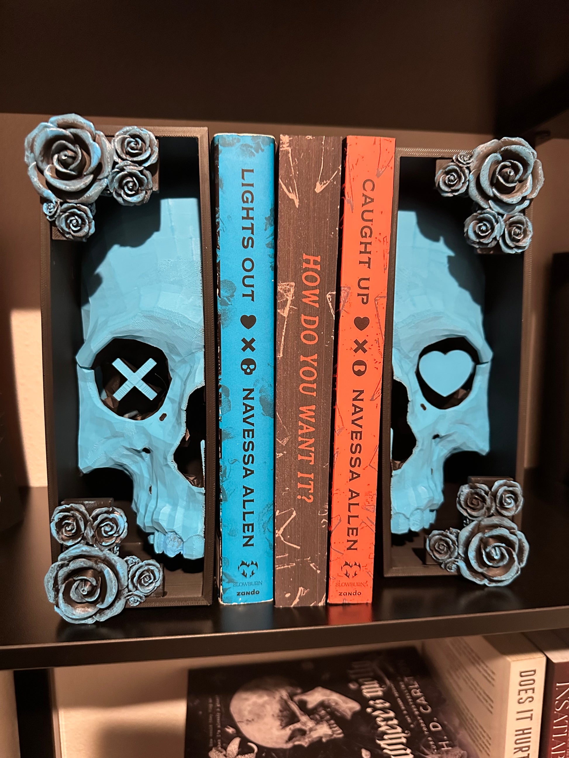 Both side of the book nooks with some books on a bookshelf
