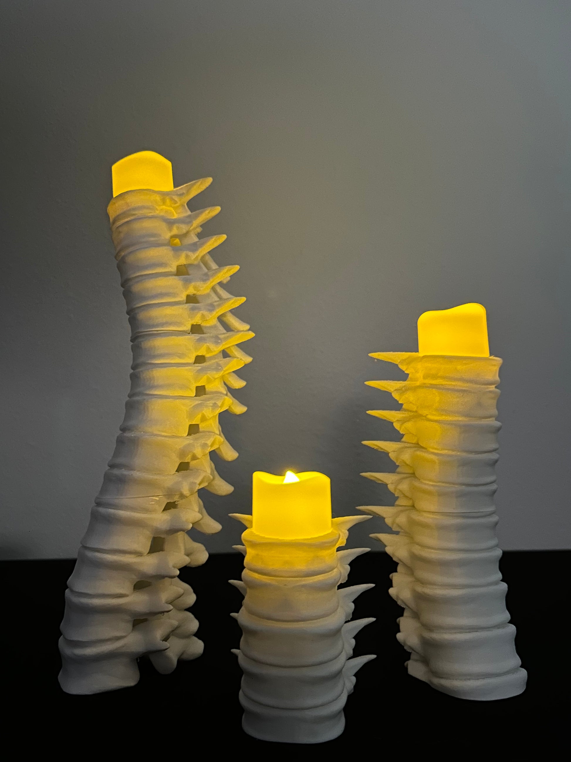 Spine Candle Holder Set of 3 – Gothic Skeleton Decor for LED Tea Lights