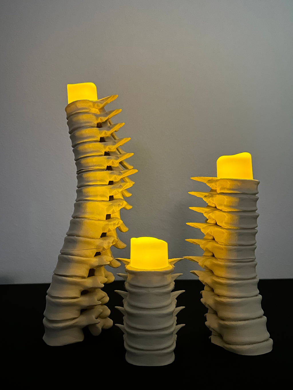 Spine Candle Holder Set of 3 – Gothic Skeleton Decor for LED Tea Lights