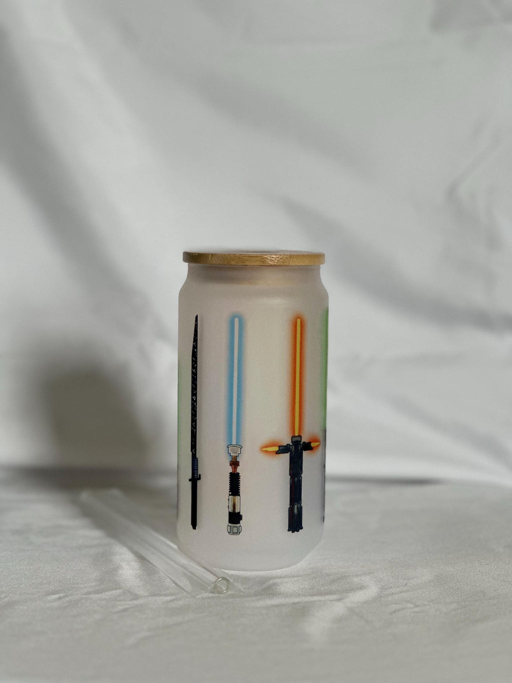 Frosted Glass Tumbler showing off 3 sabers