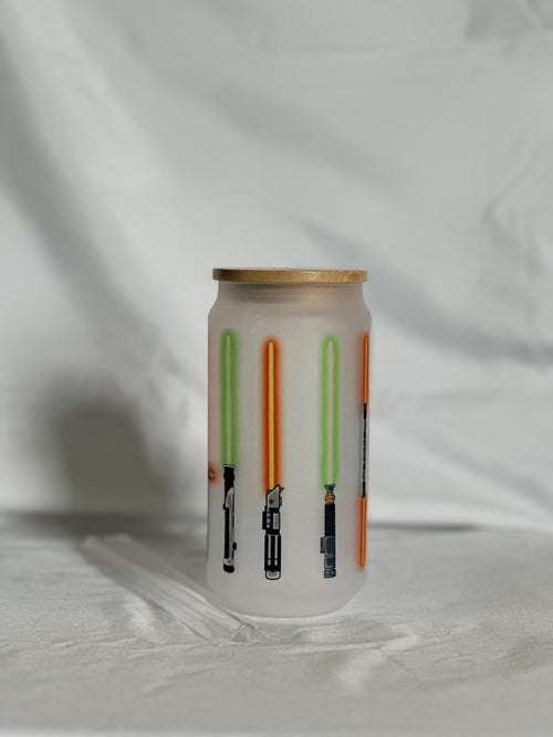 Frosted Glass Tumbler showing off 3 sabers