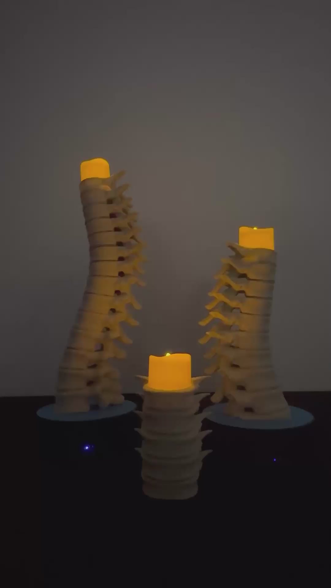 Spine Candle Holder Set of 3 – Gothic Skeleton Decor for LED Tea Lights